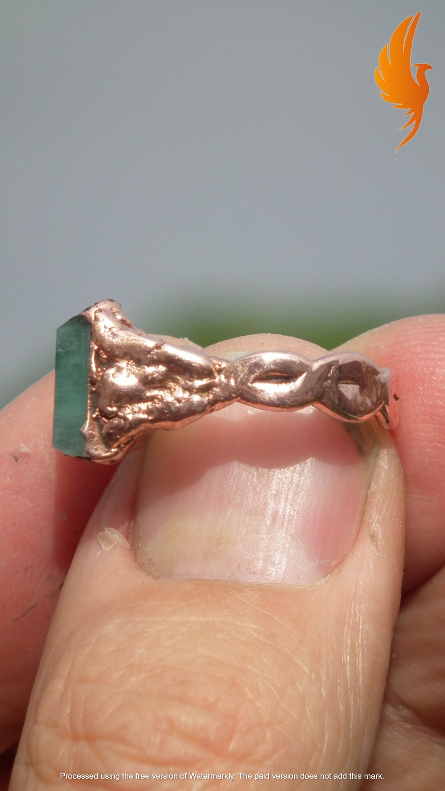 Raw emerald ring // Dainty emerald ring // Copper emerald ring