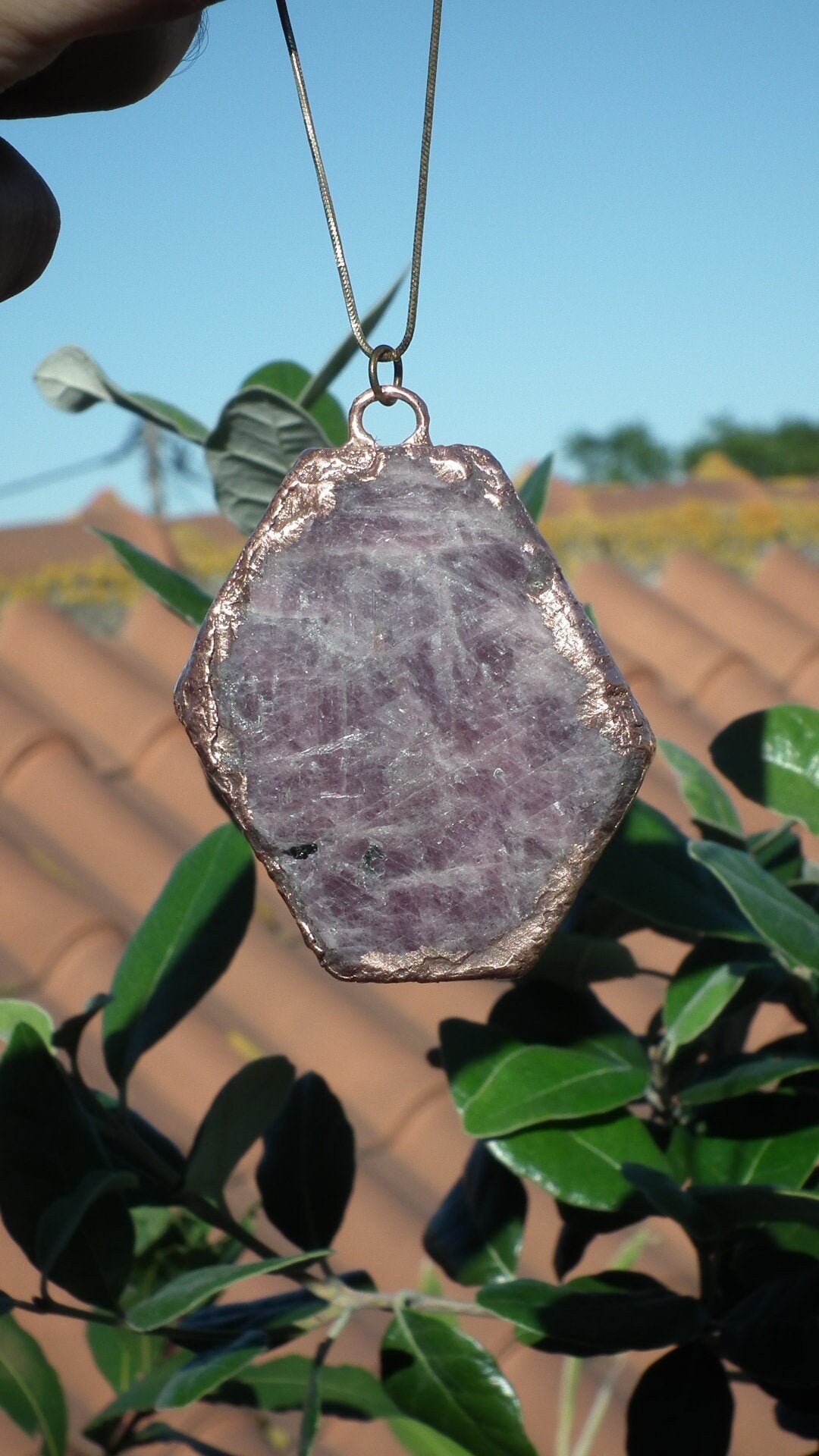 Raw ruby necklace / Electroformed copper / Ruby crystal