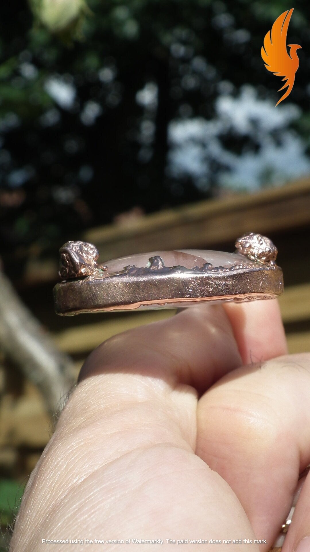 Copper formed Golden Healer Red pendant