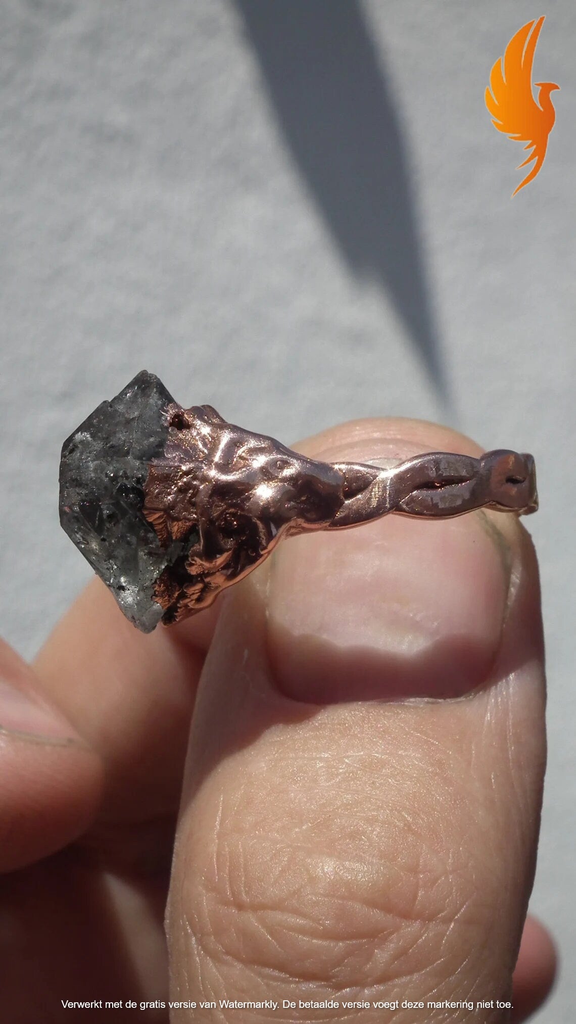 Electroformed Copper Herkimer diamond ring