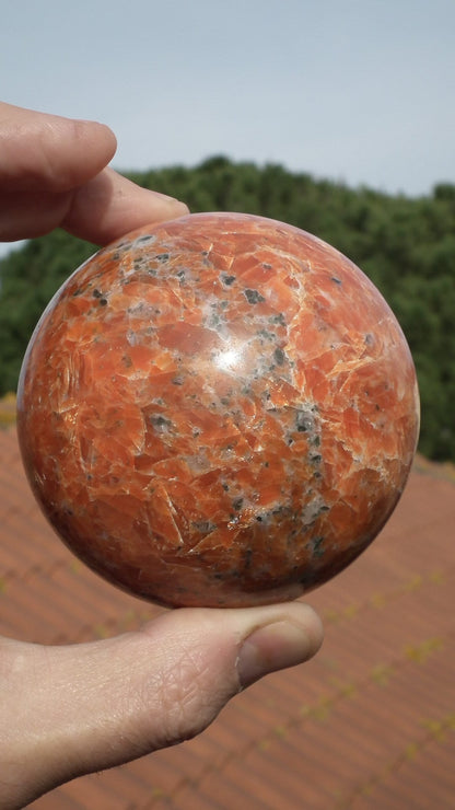82mm calcite sphere // red calcite