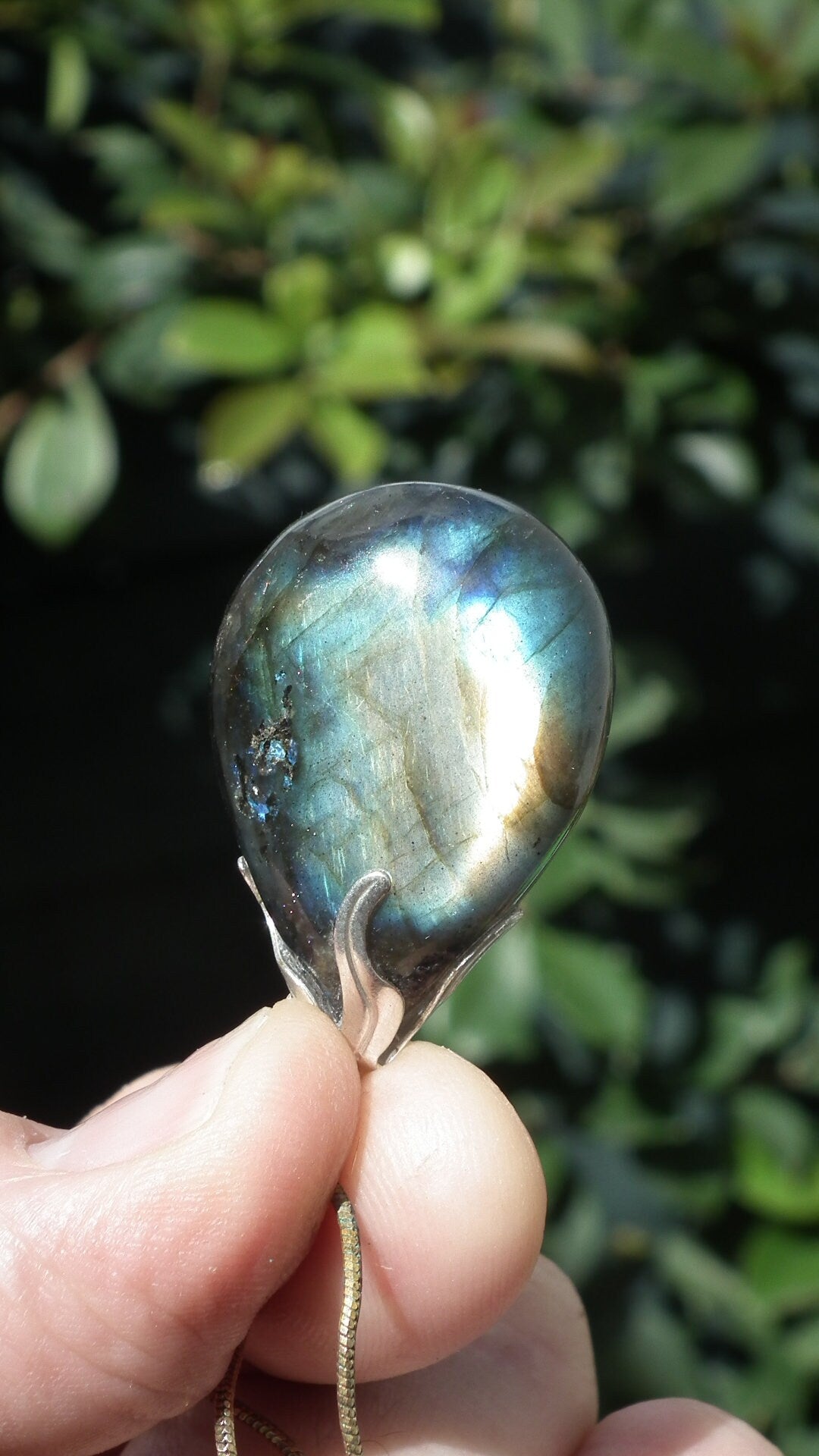 Labradorite necklace with silver plated bail
