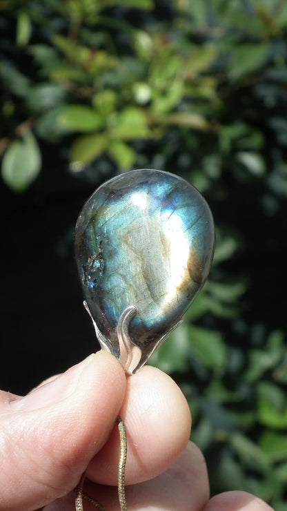 Labradorite necklace with silver plated bail