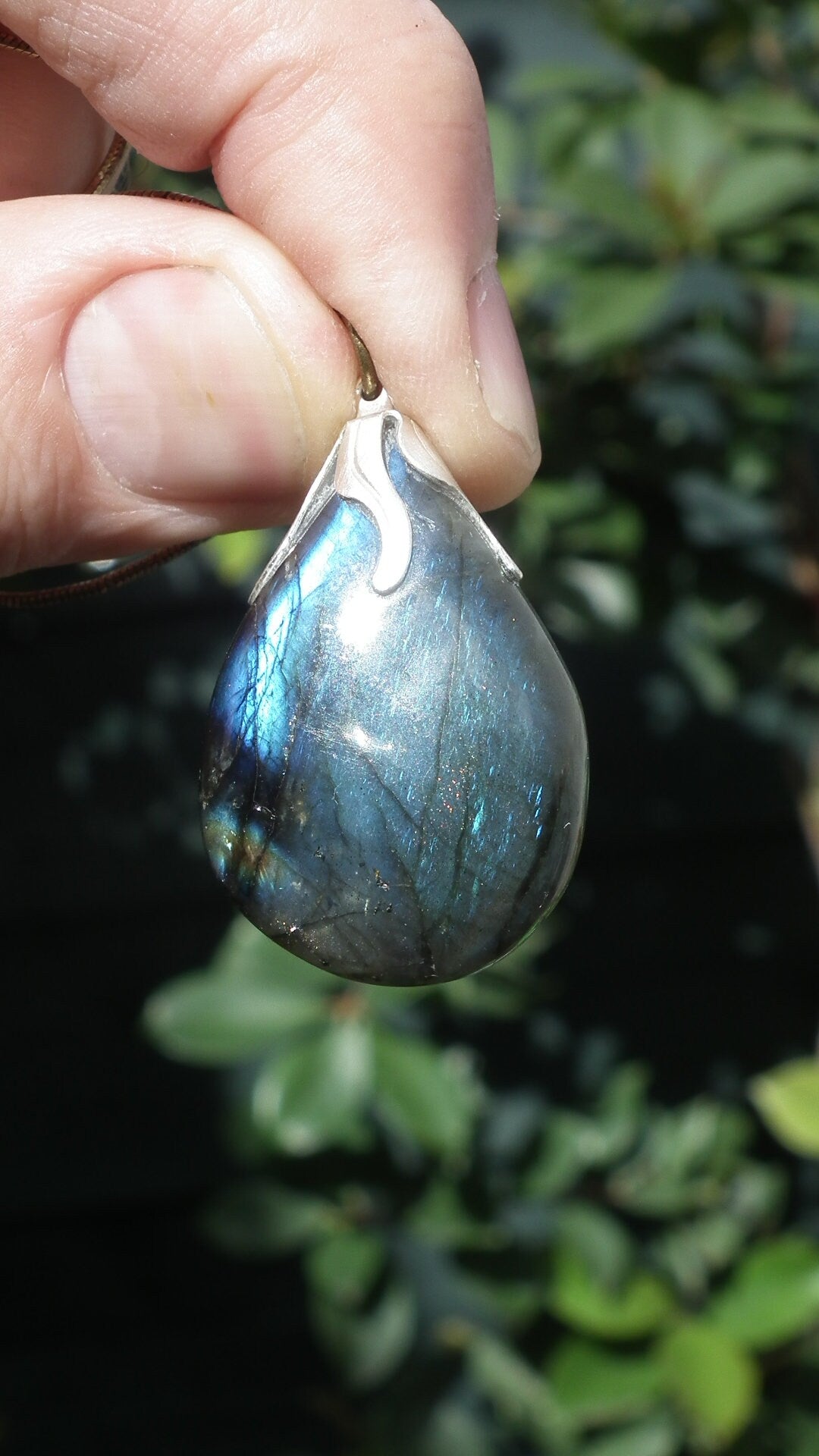 Labradorite necklace with silver plated bail
