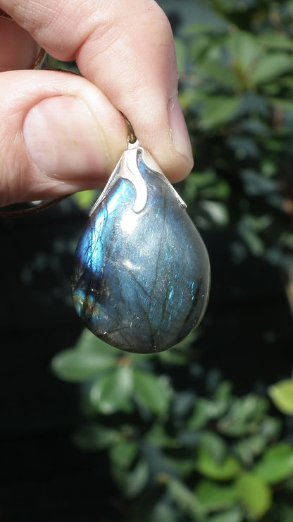 Labradorite necklace with silver plated bail
