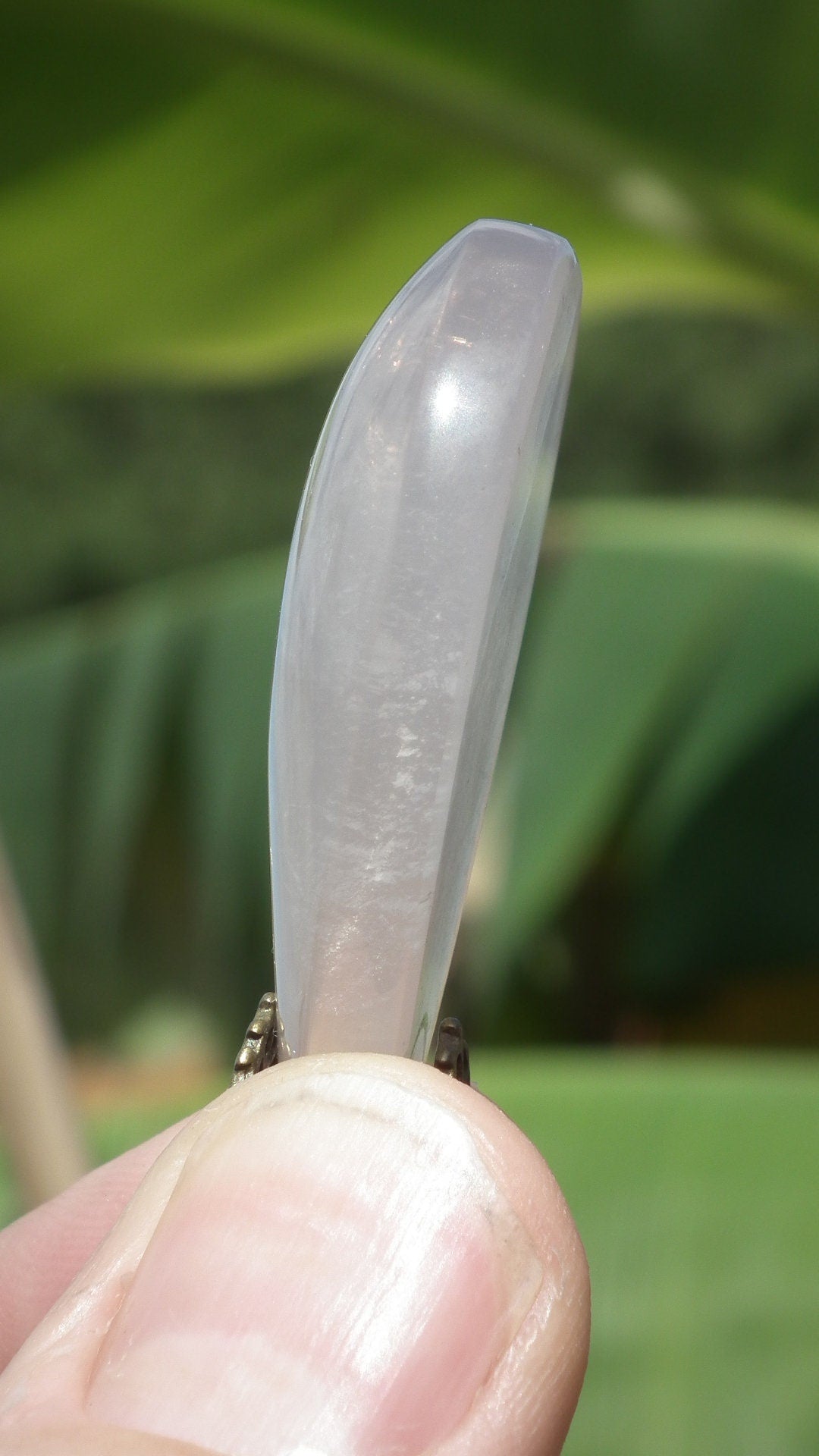Lavender quartz pendant with bronze bail