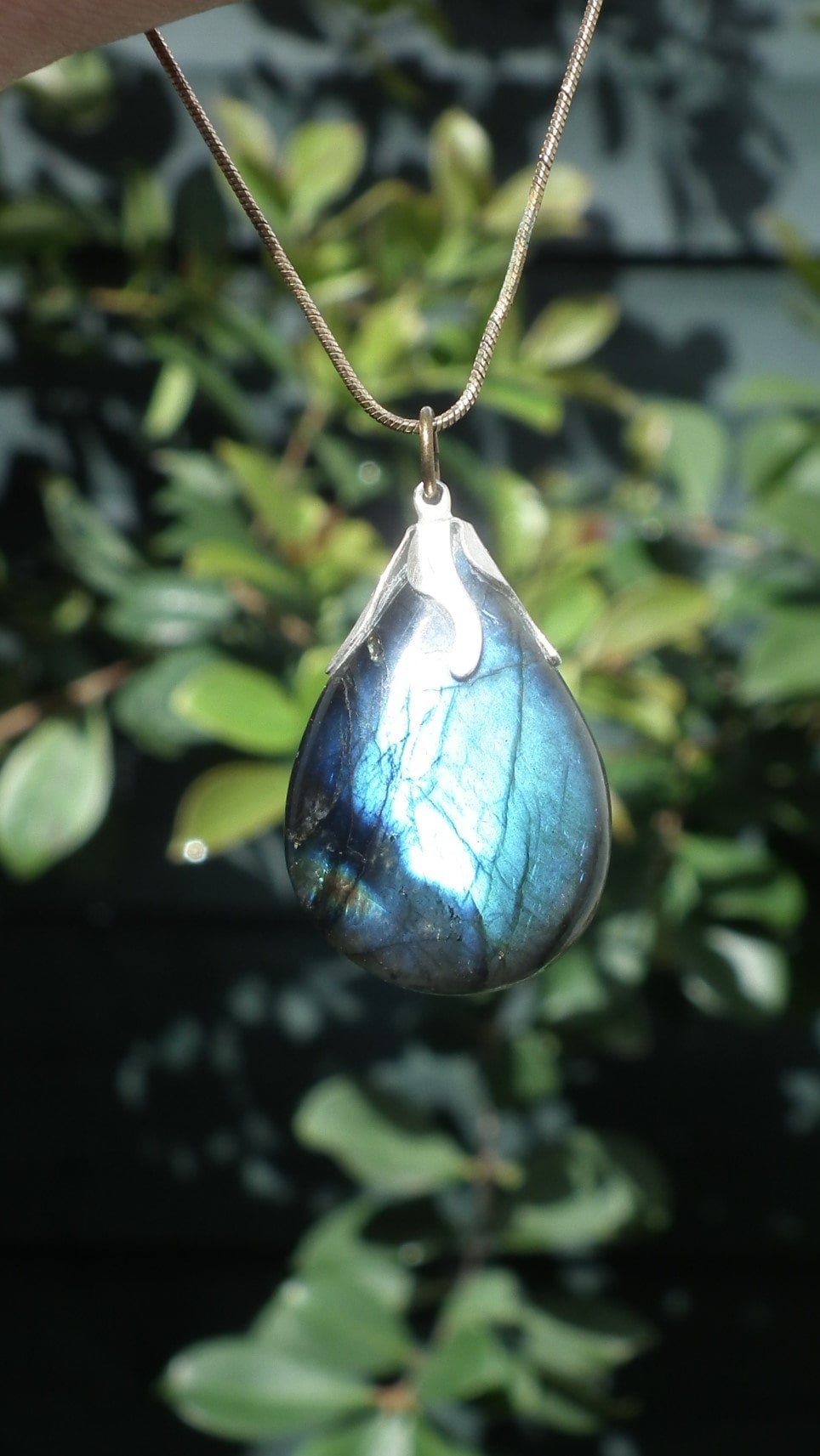 Labradorite necklace with silver plated bail