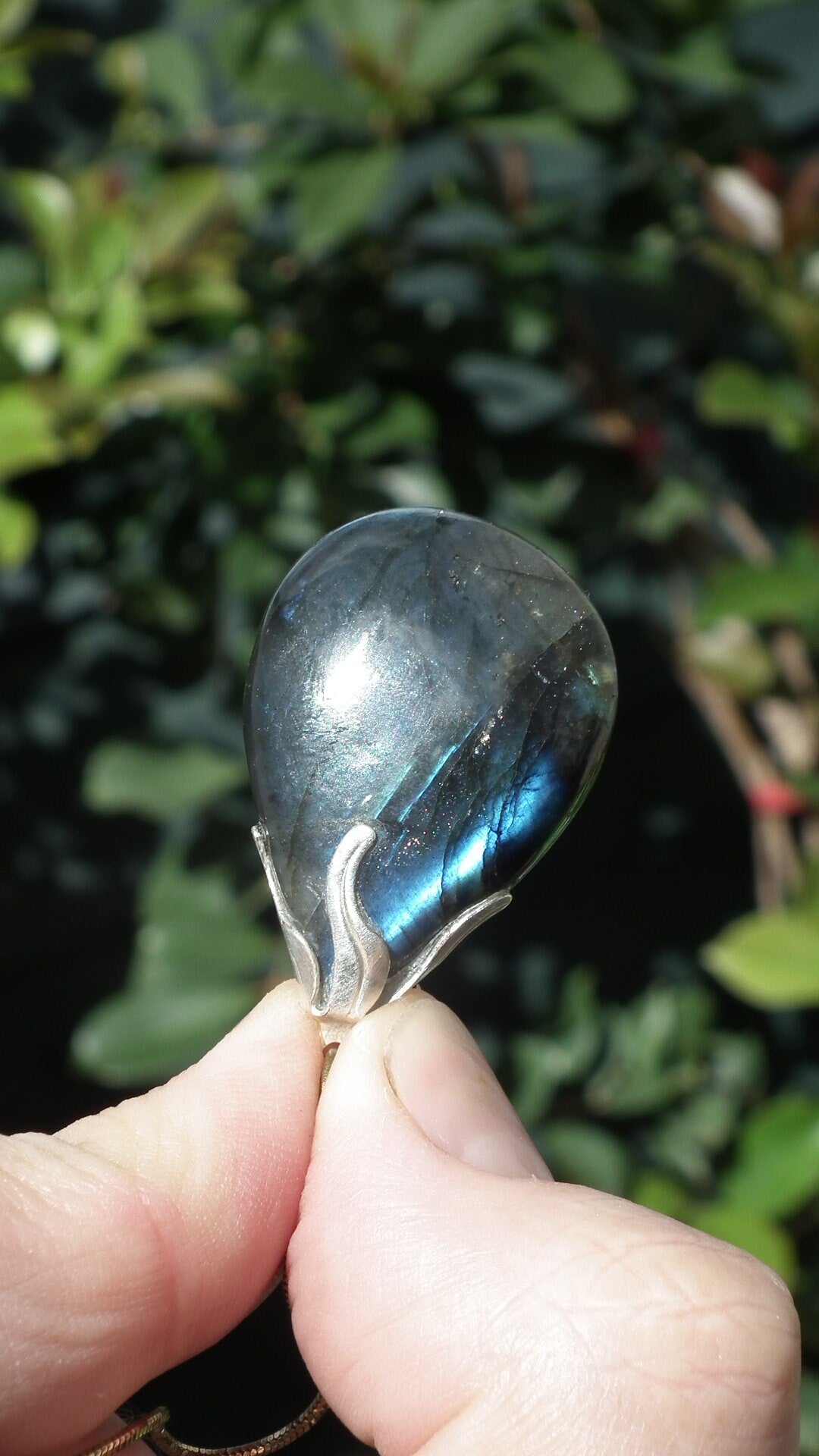 Labradorite necklace with silver plated bail